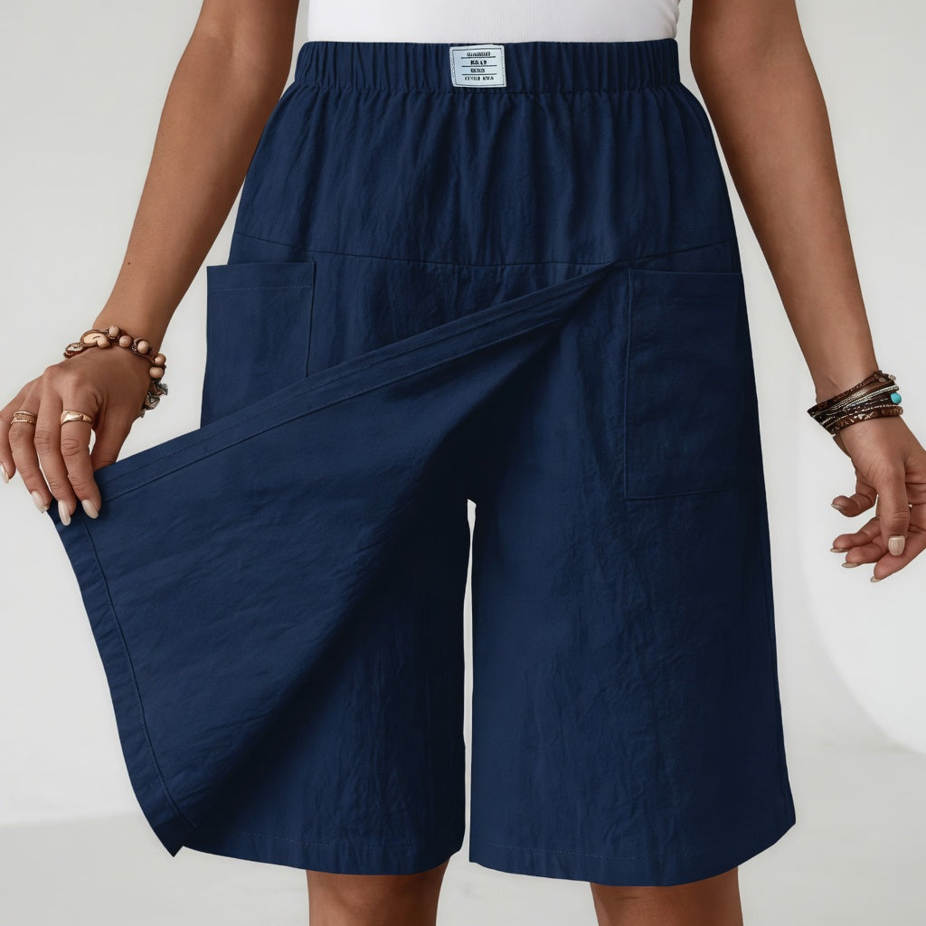 Elastic High Waist Wide Leg Bermuda Shorts 3