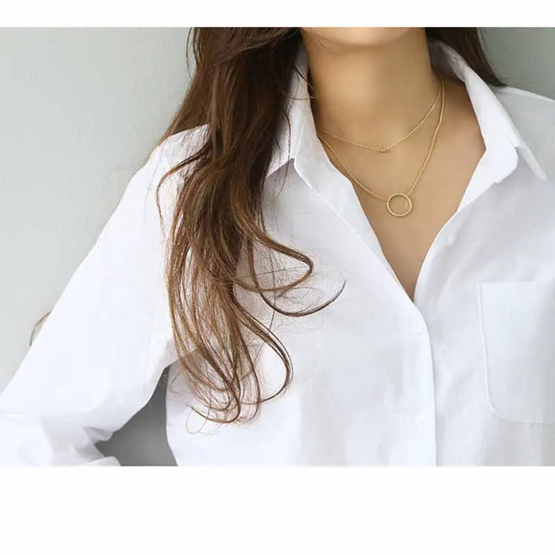Cotton White Long Sleeve Button-up Blouse