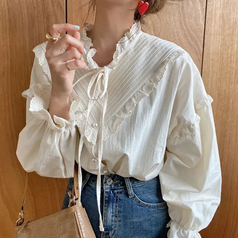 Spring Loose Lantern Sleeve Vintage Blouse