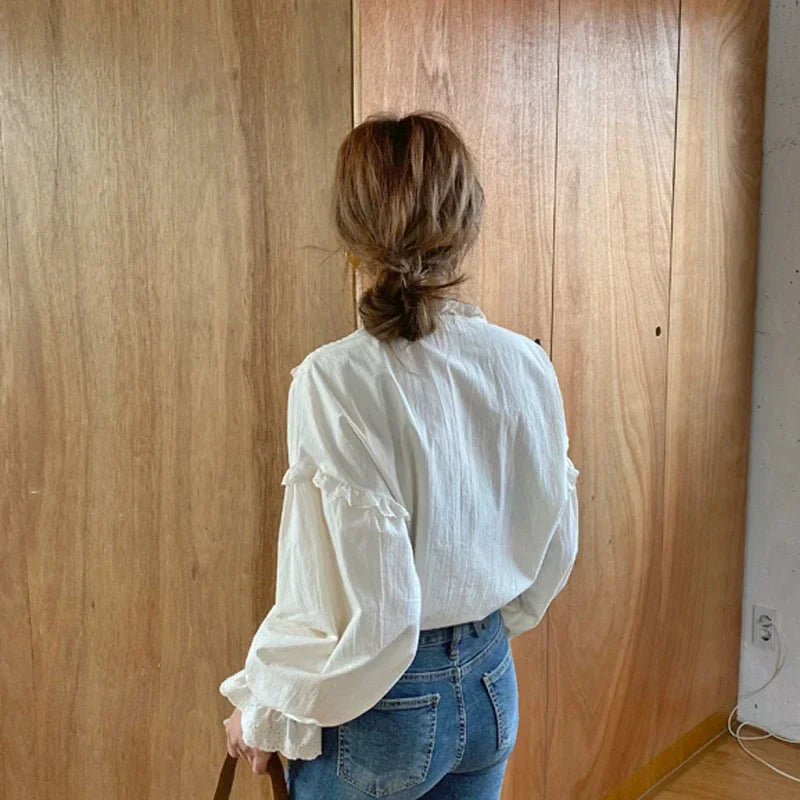 Spring Loose Lantern Sleeve Vintage Blouse