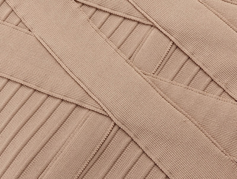 Ribbed Turtleneck Long-Sleeve Lace-Up Bandage Midi Dress 5