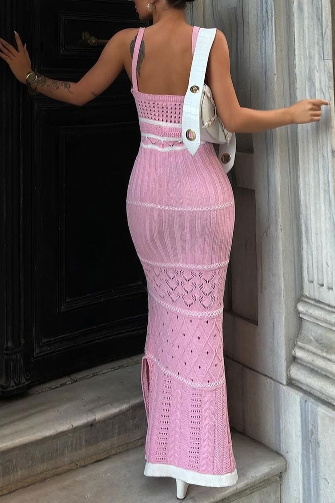 Bohemia Contrast Knit Cotton Pack Hip Dress