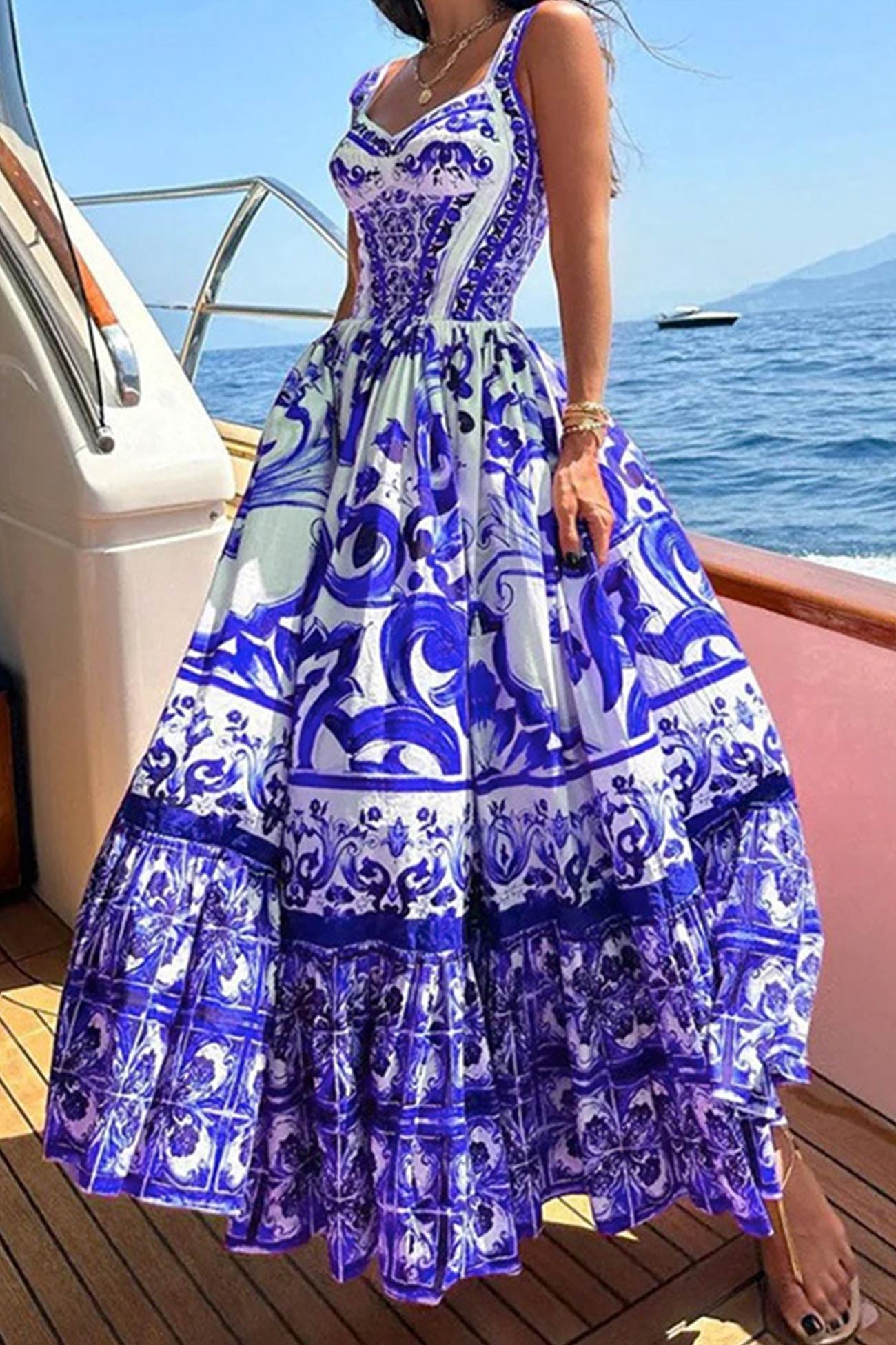 Bohemia V Neck Printed Cami Dress