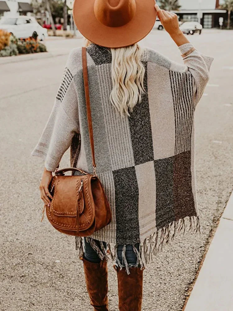 Bohemian Fringe Slim Long Vintage Winter Patchwork Female Coats - Fashionpara