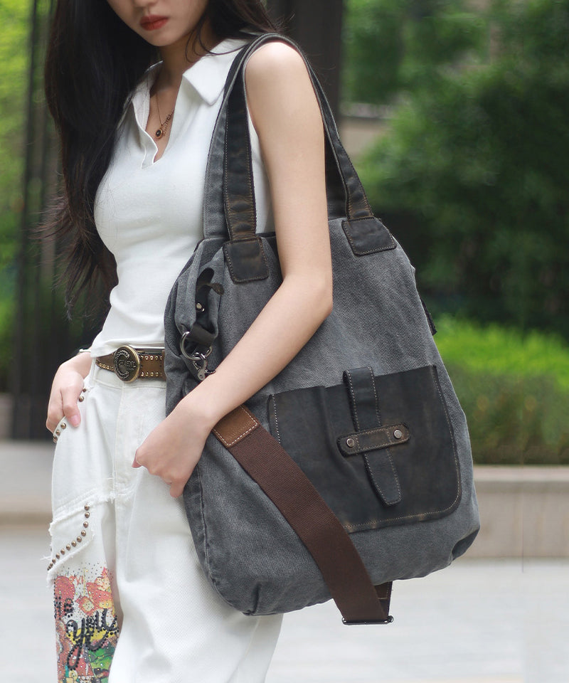 Boutique Large Capacity Solid Durable Canvas Satchel Bag Handbag