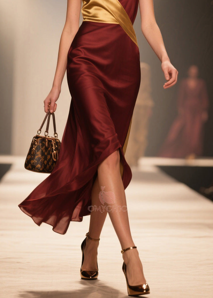 Deep V-Neck Wrap Sleeveless High Split Midi Dress - View 4