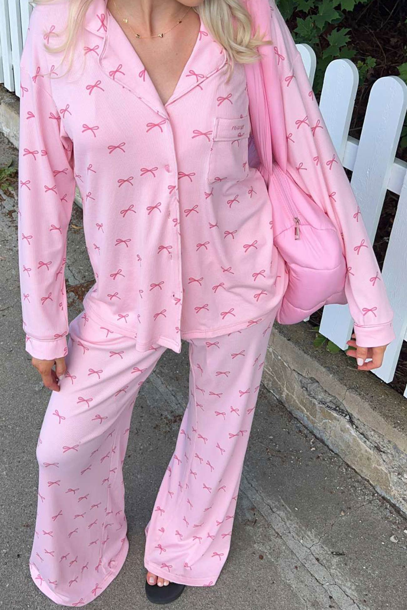 Bow Print Two-piece Loungewear