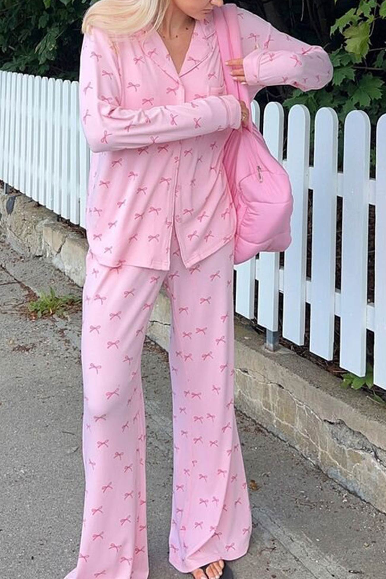 Bow Print Two-piece Loungewear