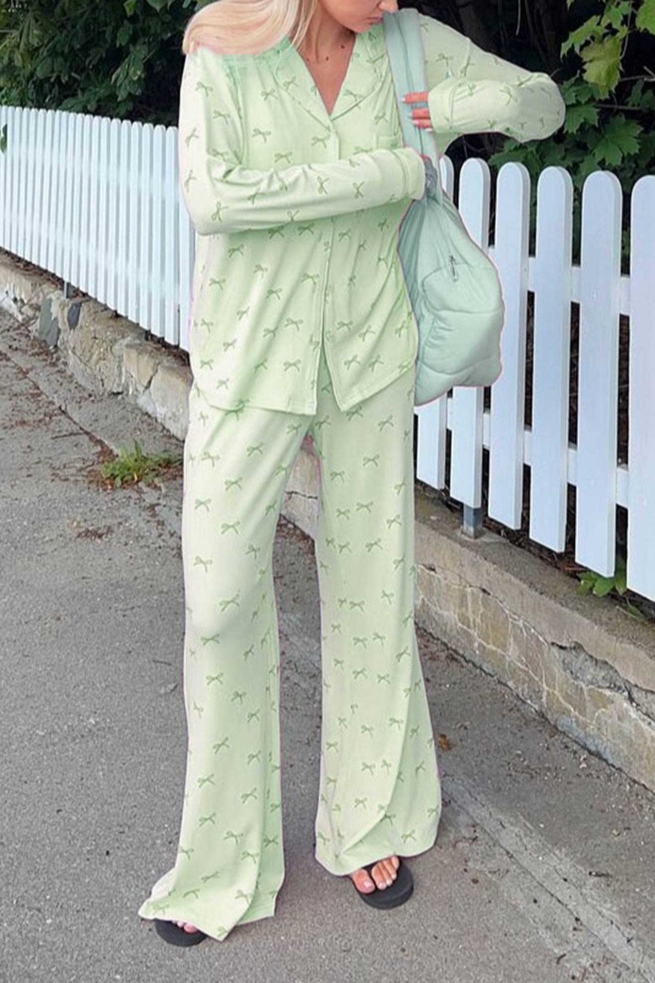 Bow Print Two-piece Loungewear