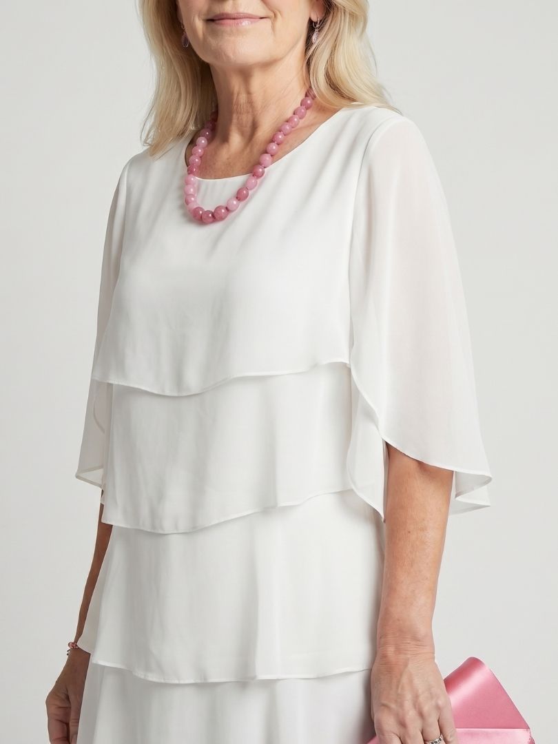Round Neck Flutter Sleeve Tiered Midi Dress 10