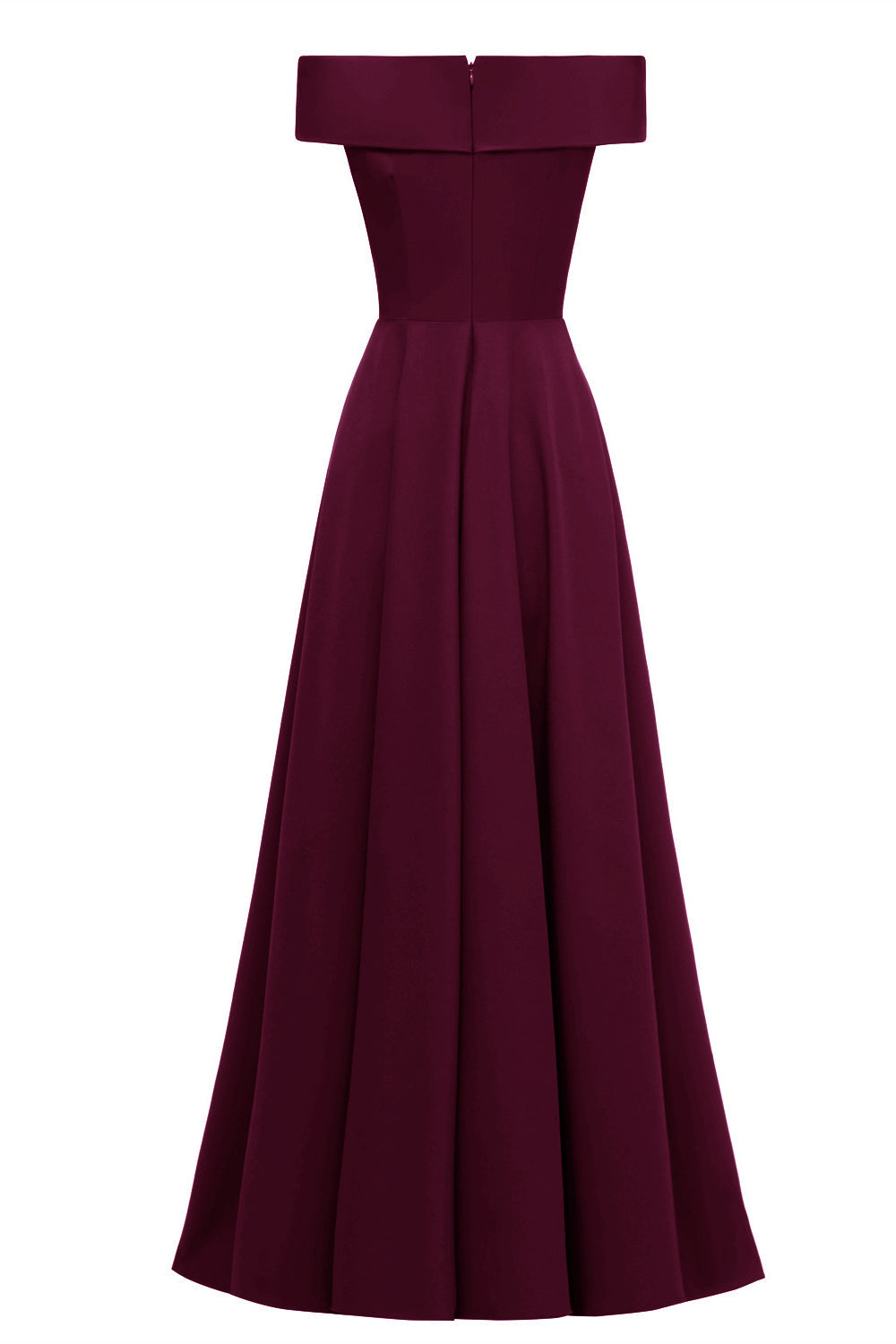 Burgundy A-line Off-the-shoulder Long Formal Dress - Fashionpara