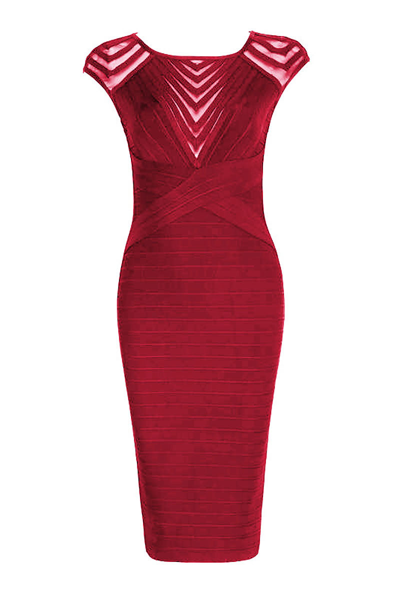 Burgundy Cut Out Short Bandage Party Dress