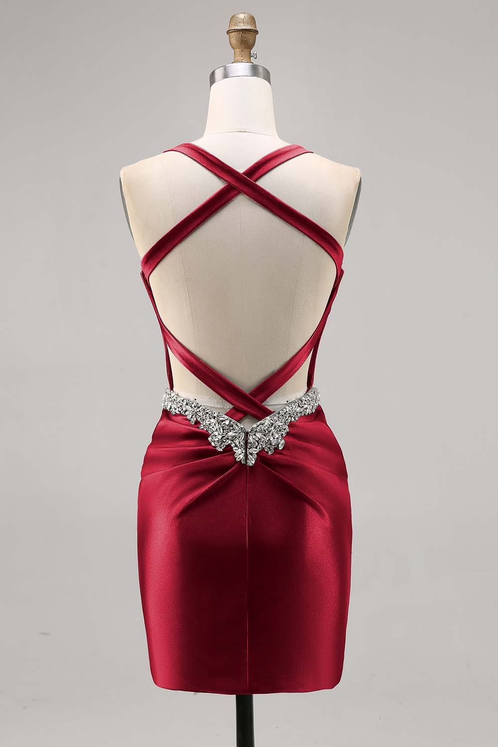 Sparkly Dark Green Corset Tight Satin Short Homecoming Dress with Beading