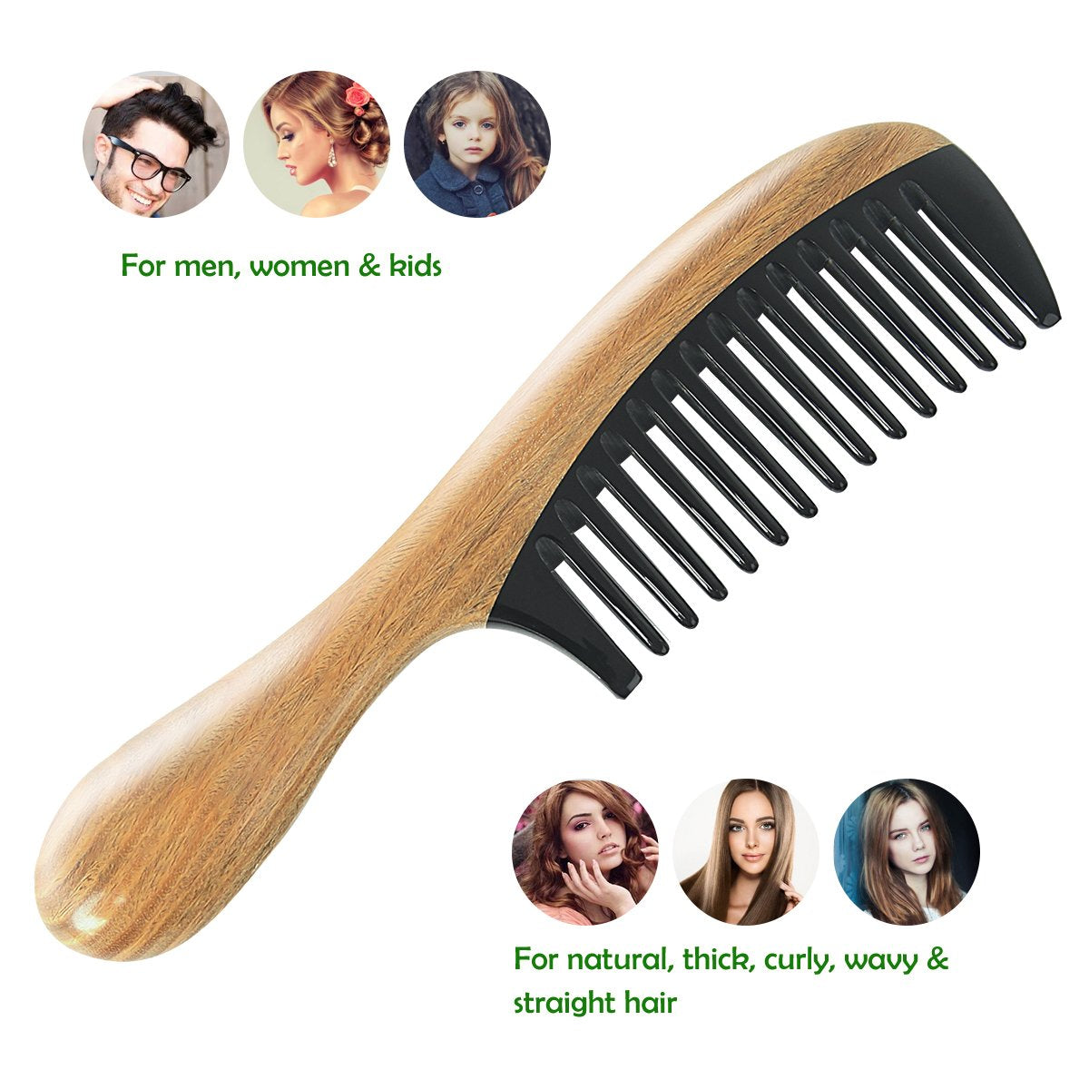 Anti-static Horn Wide Tooth Hair Comb