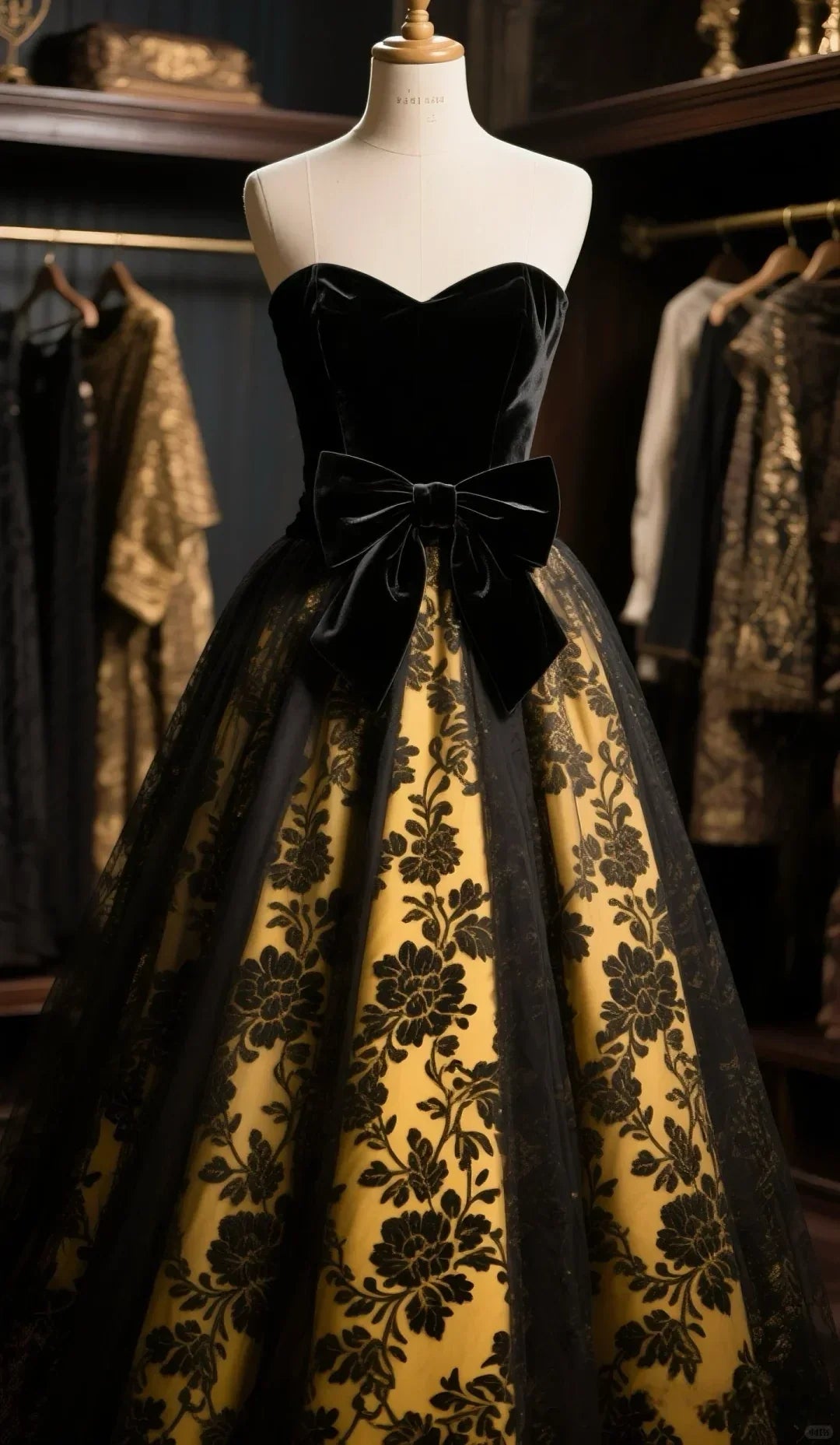 Ball Gown Sweetheart Velvet Tulle Flowers Long Prom Dress, Evening Dress - Fashionpara