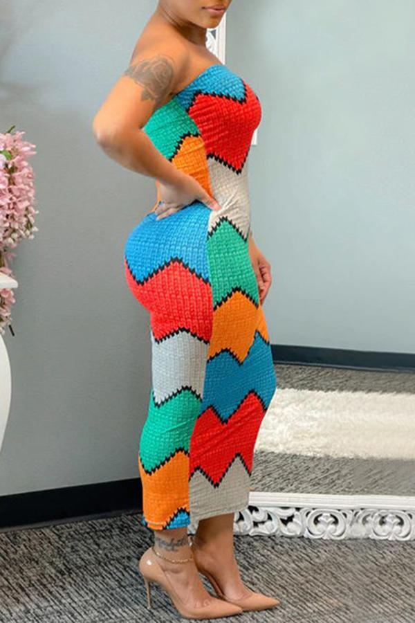 Colorful Bandeau Slim Maxi Dress  Fashionpara
