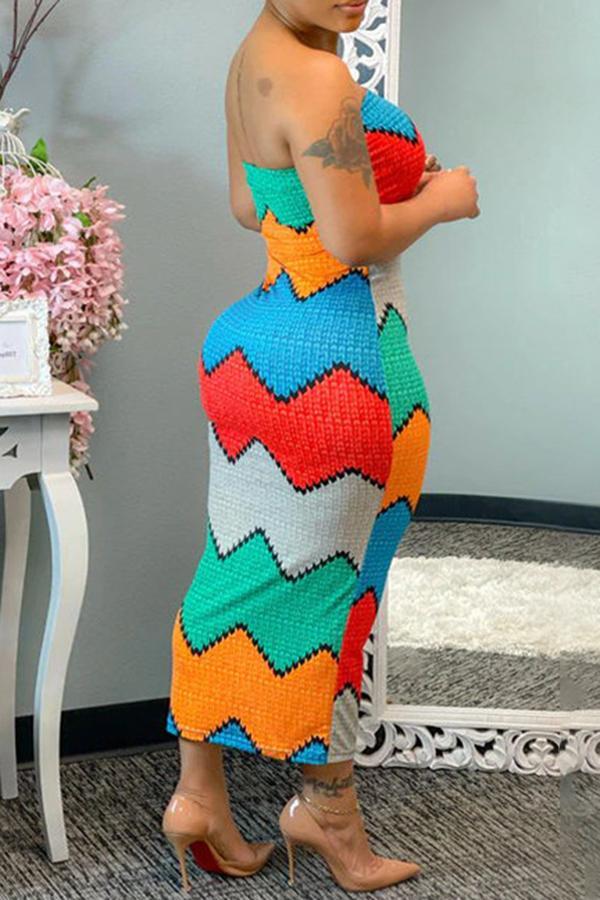 Colorful Bandeau Slim Maxi Dress  Fashionpara