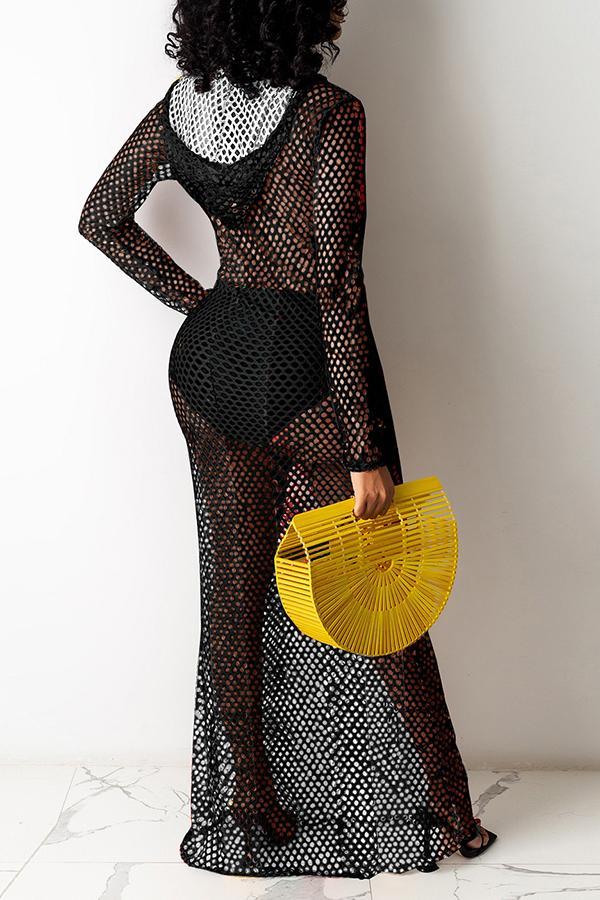 V-neck Hollow Out Long Sleeve Dress  Fashionpara