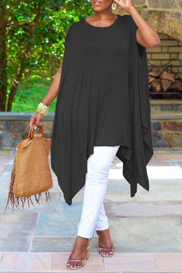 Irregular Hem Batwing Sleeve Casual Dress  Fashionpara