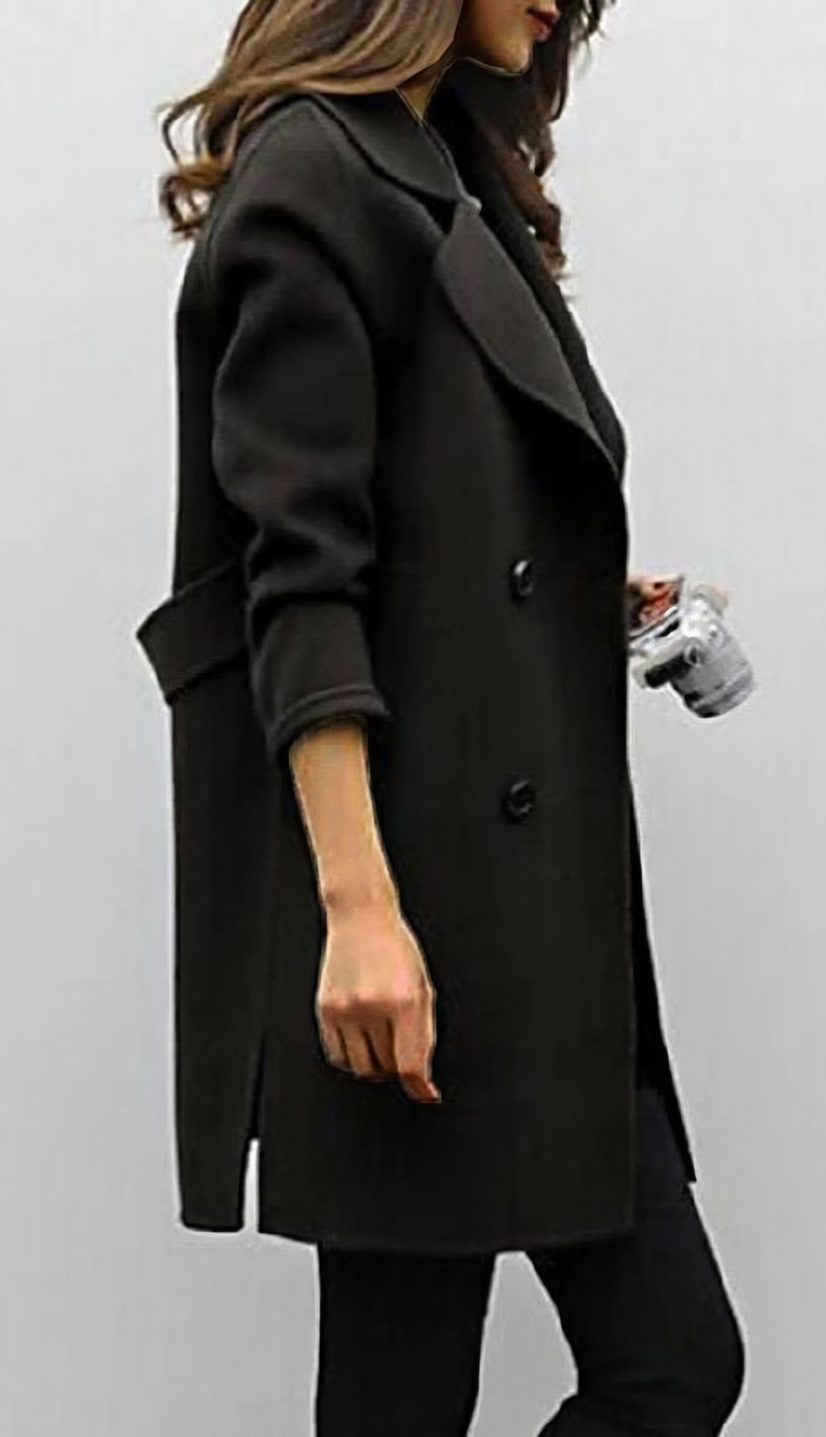 Notch Lapel Double Breasted Longline Coat 7
