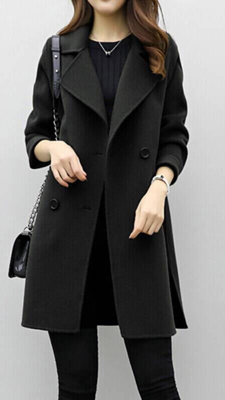 Notch Lapel Double Breasted Longline Coat 6