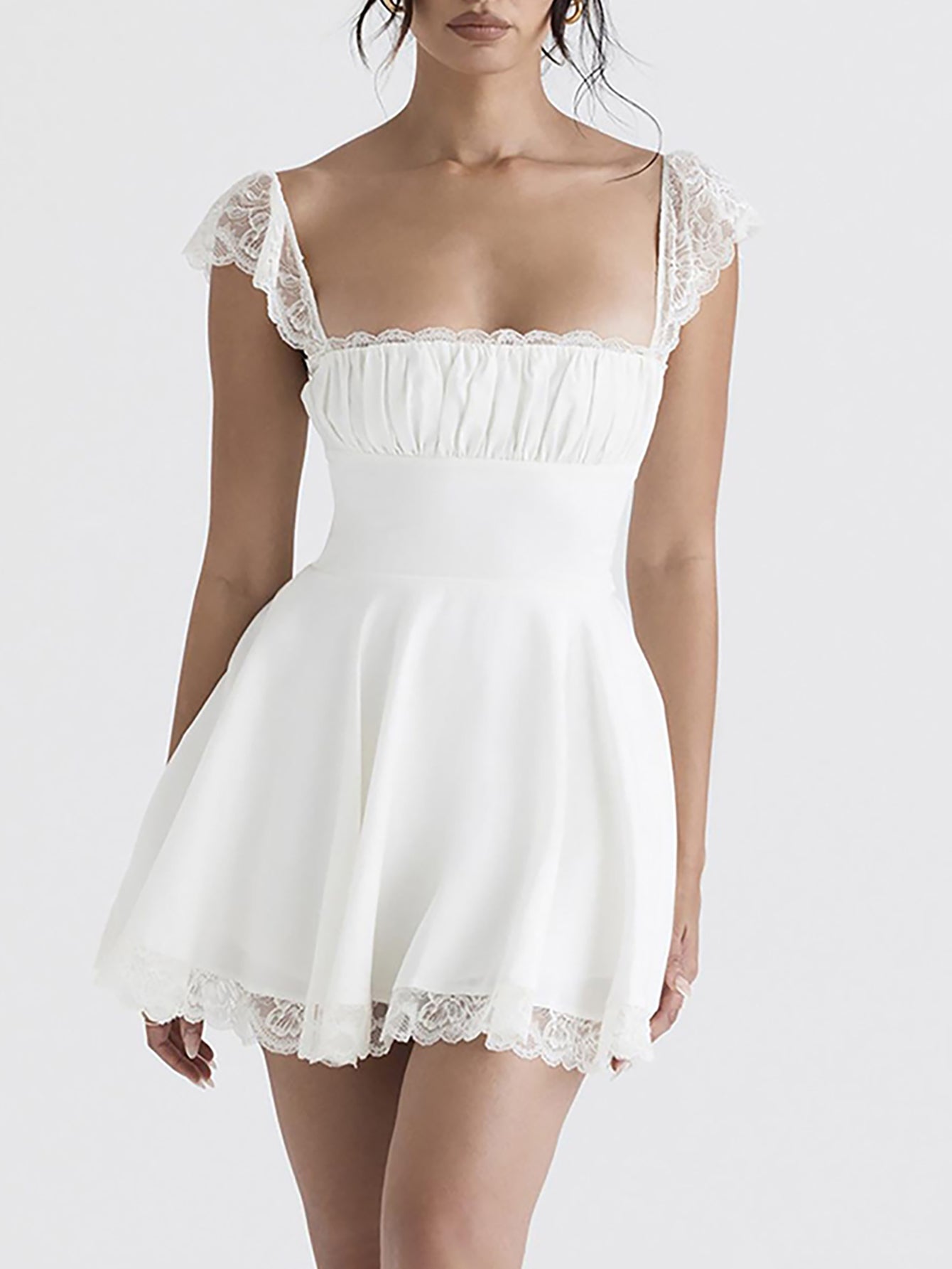 Lace Tight White A Line Short Graduation Party Dress - Fashionpara