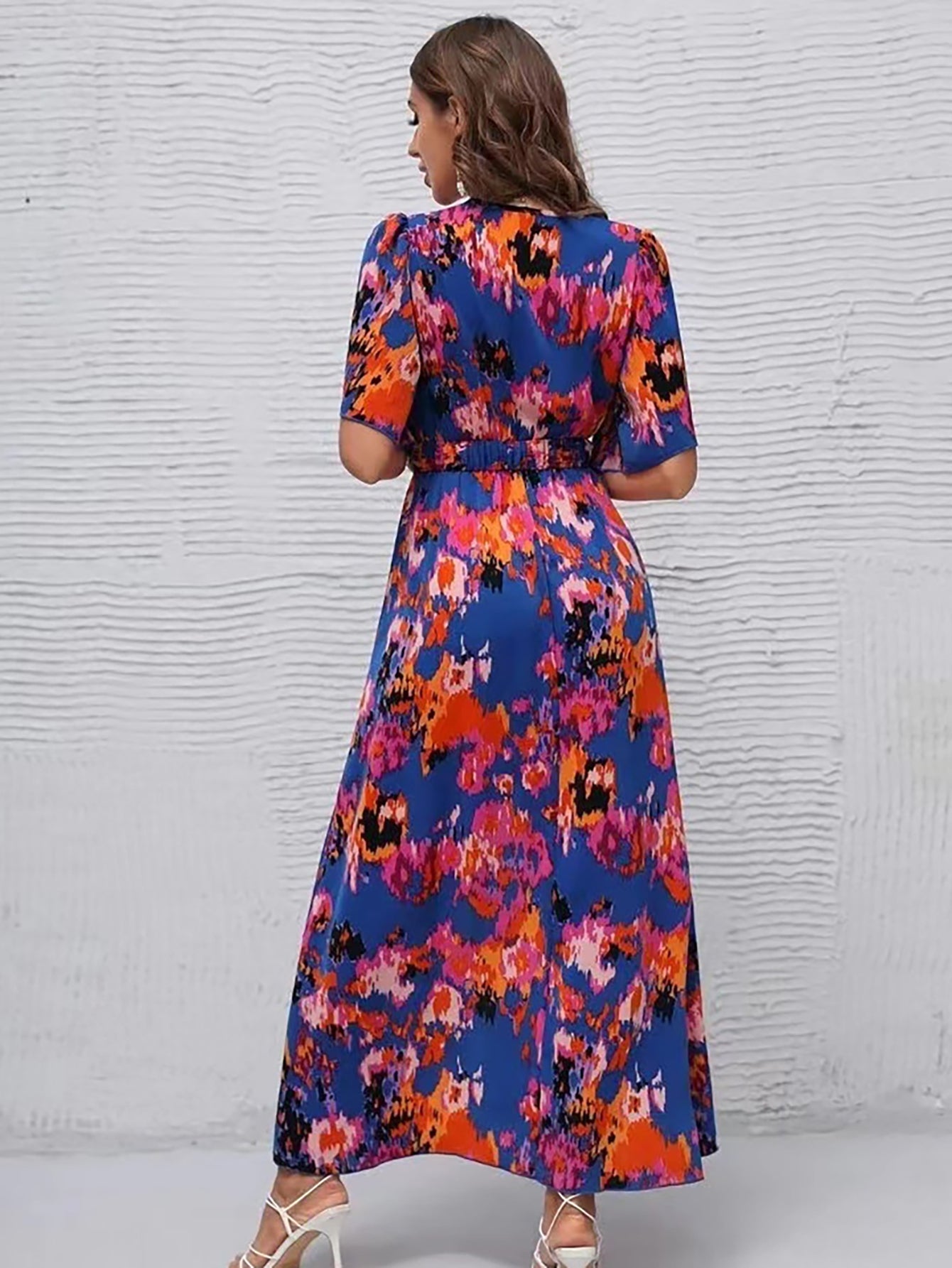 Black V Neck Beach Long Summer Vacation Dress - Fashionpara