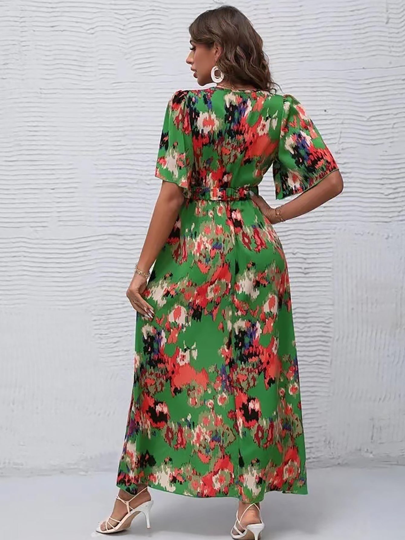 Black V Neck Beach Long Summer Vacation Dress - Fashionpara