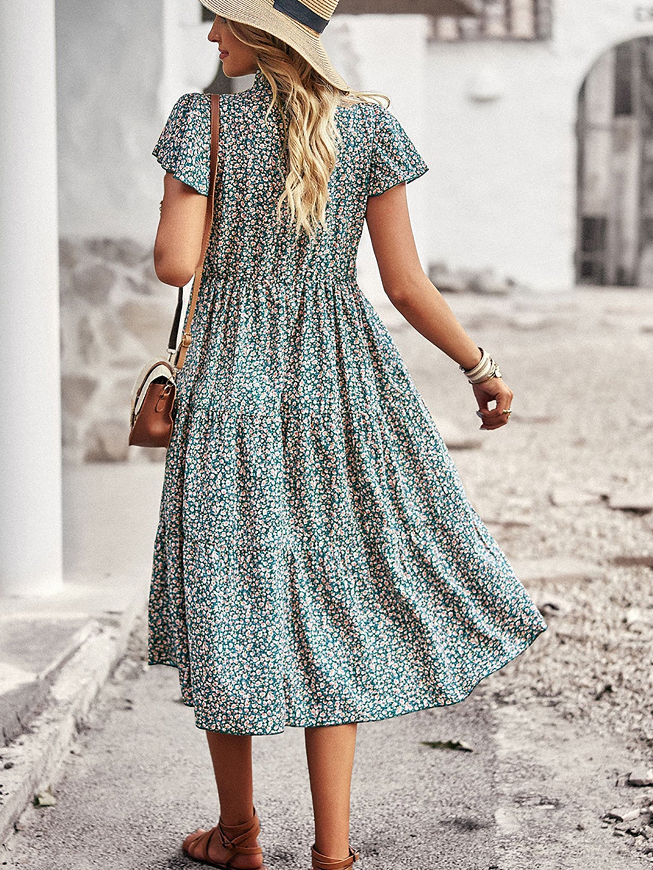 Black A Line Floral Long Boho Dress - Fashionpara