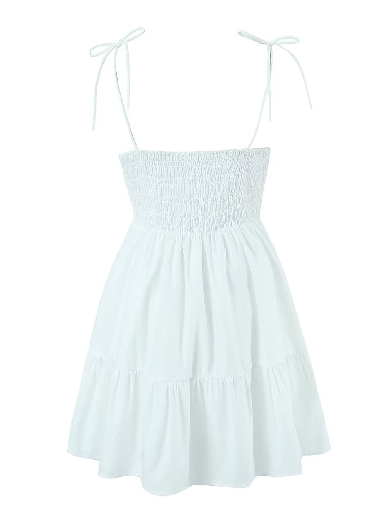 White V Neck Simple Short Graduation Sundress - Fashionpara