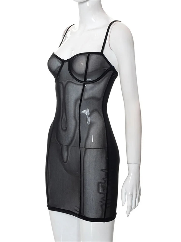 Mesh See Through Summer Mini Dresses - View 5