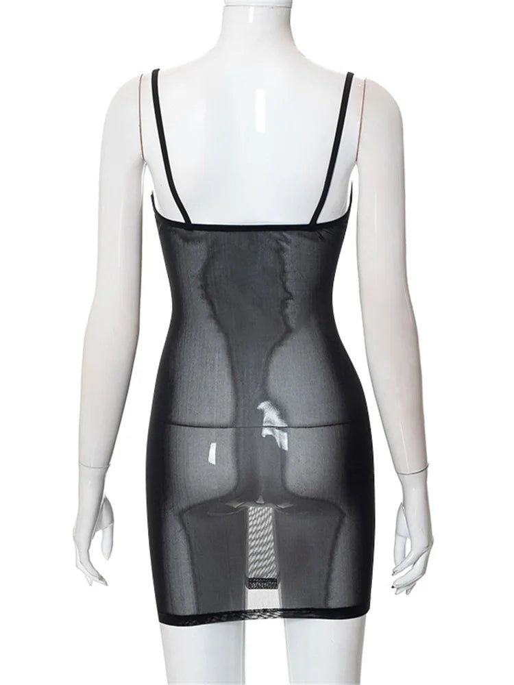 Mesh See Through Summer Mini Dresses - View 6