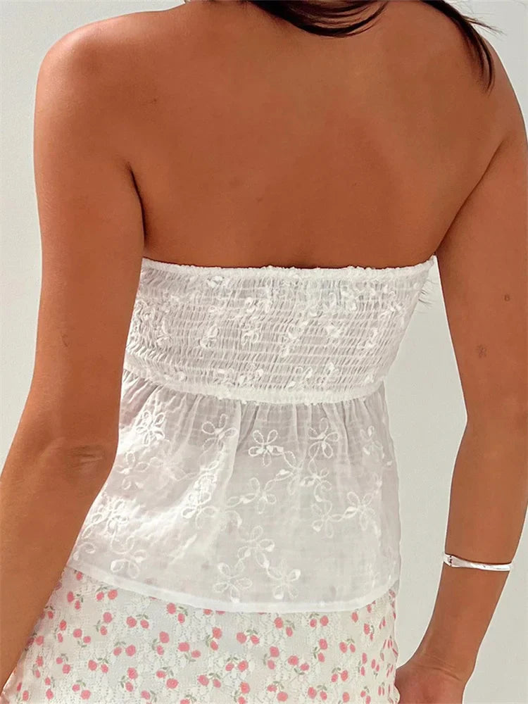 Lace Flower Patchwork Crop Top