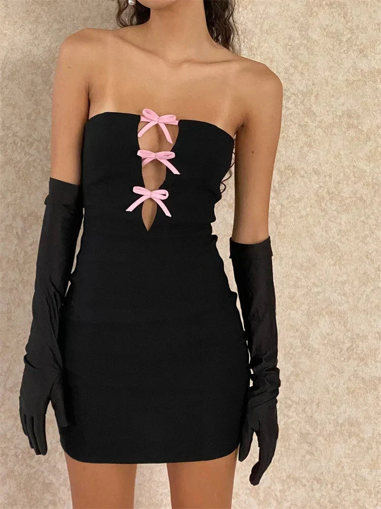 Patchwork Off-the-Shoulder Mini Dress