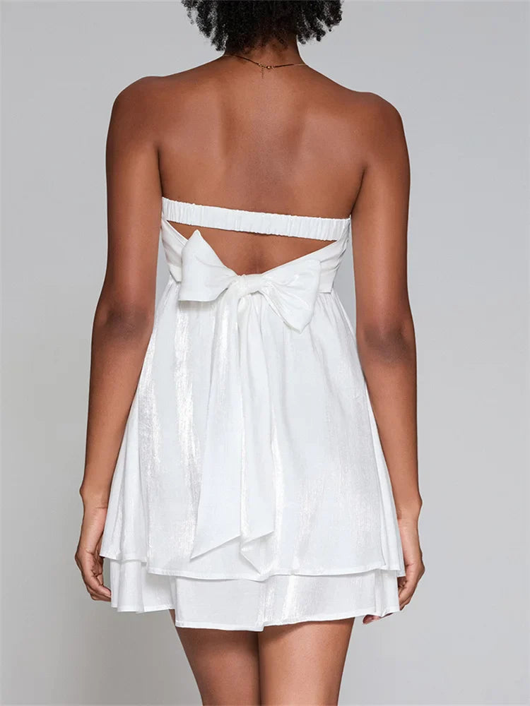 Solid Strapless High-Waist Mini Dress