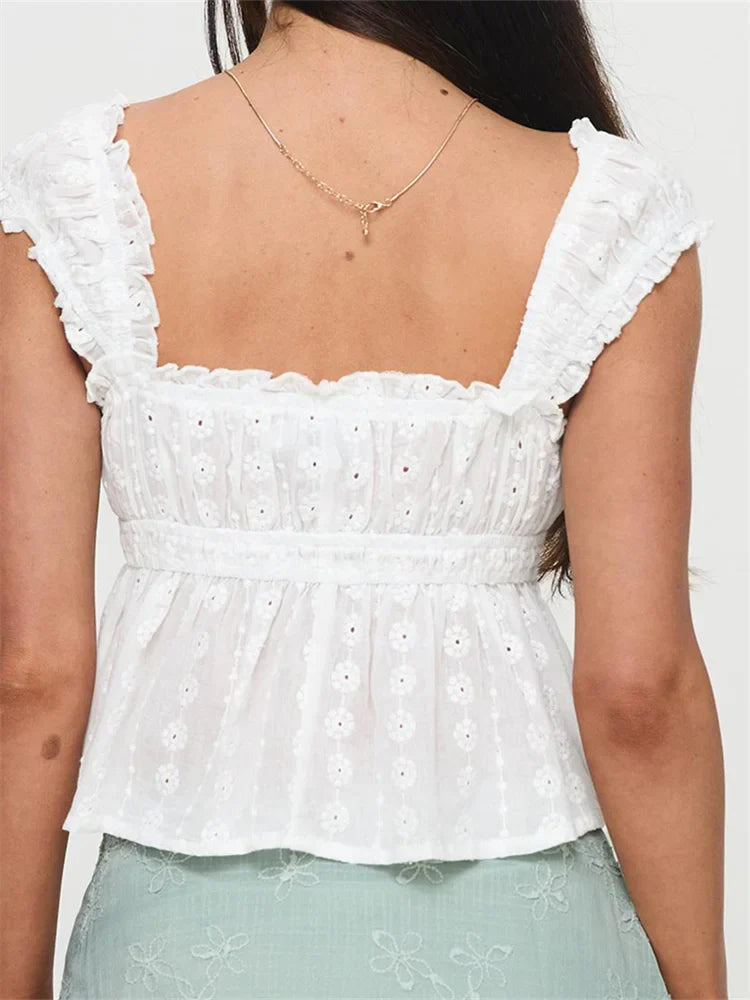 Ruched Casual Lace Grunge Aesthetic Crop Top