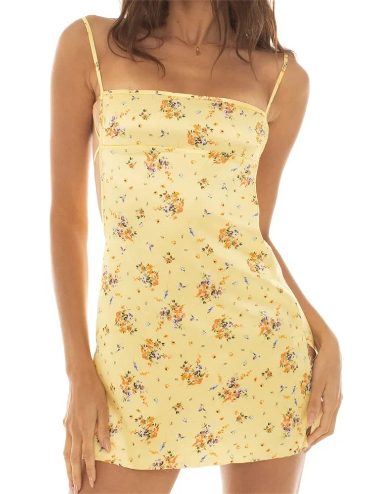 Vintage Satin Backless TieUp Mini Dresses
