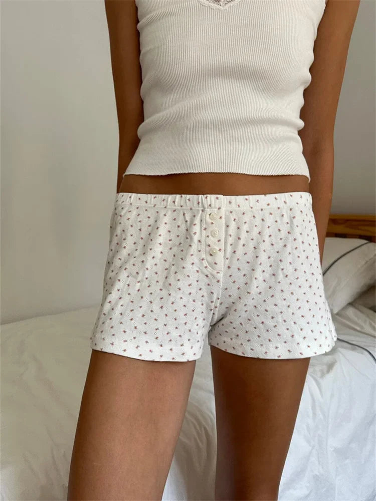 Floral Heart Striped Lounge Short