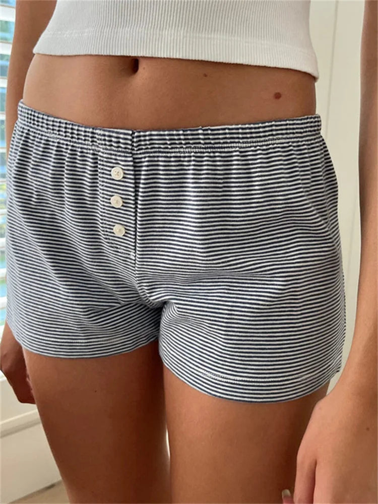 Floral Heart Striped Lounge Short