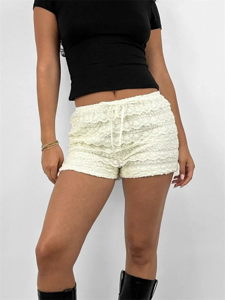 Lace Bow Patchwork Bloomer Short