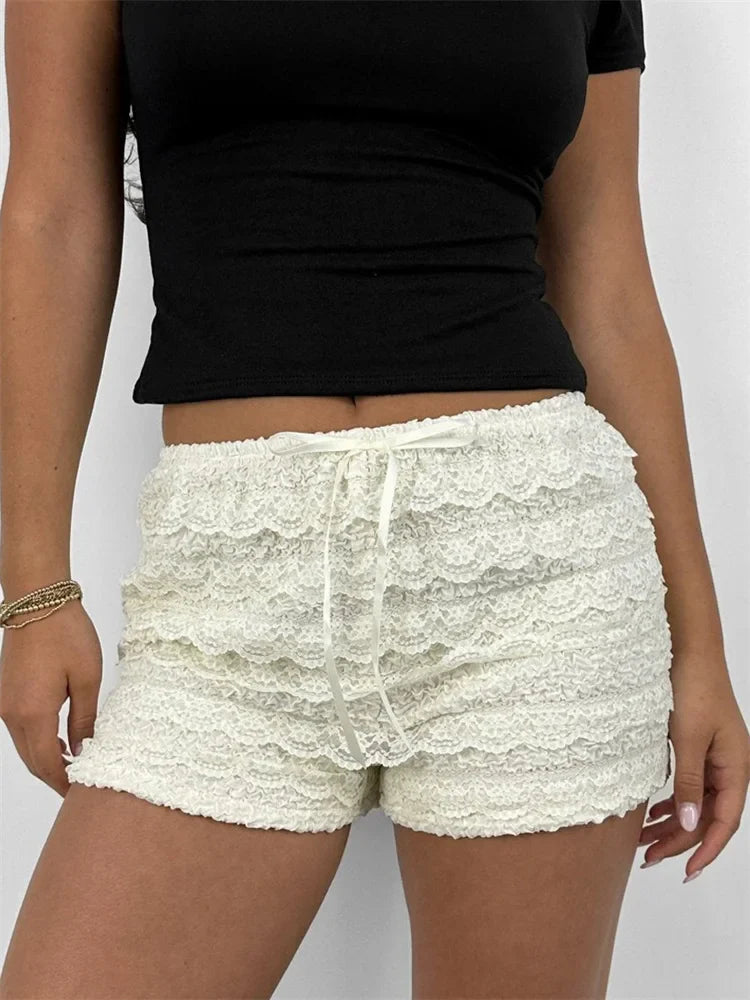 Lace Bow Patchwork Bloomer Short