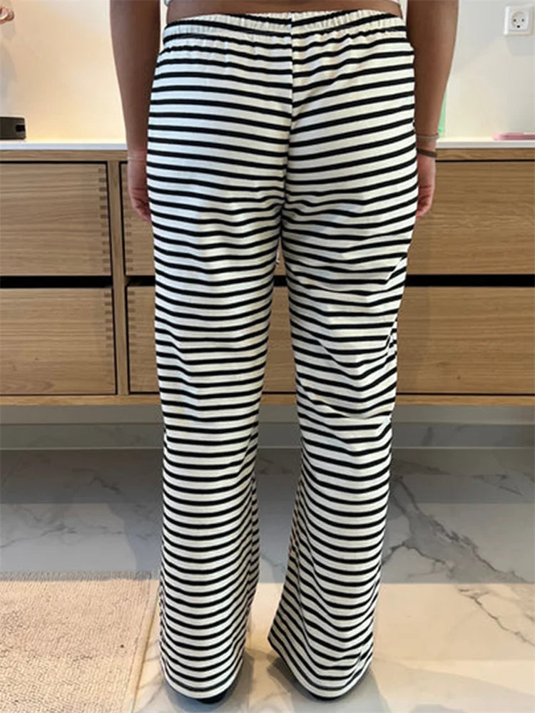 Plaid Print Wide Leg Casual Spring Summer Pant