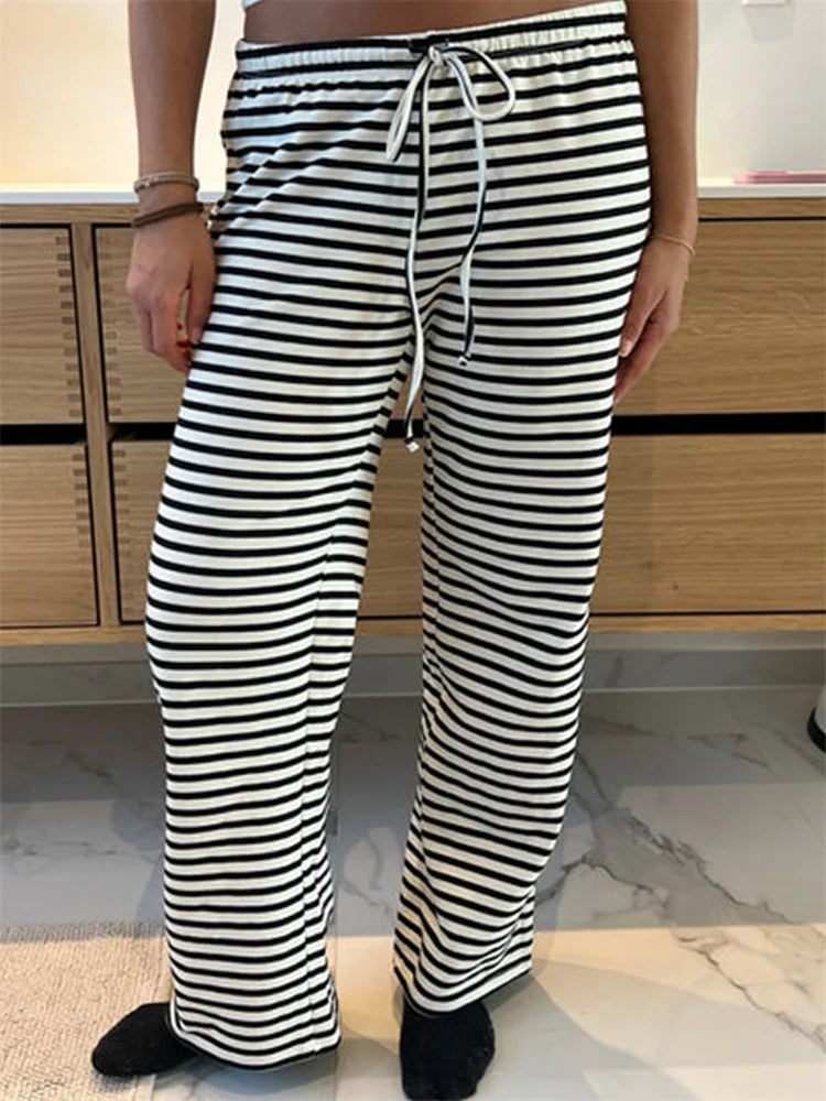 Plaid Print Wide Leg Casual Spring Summer Pant