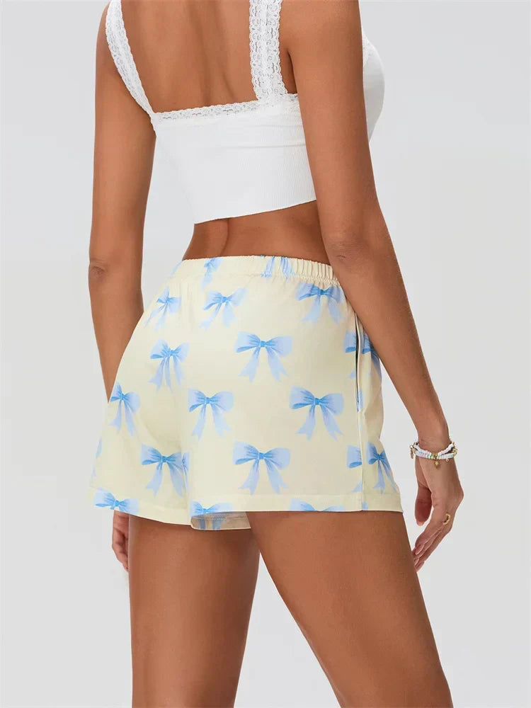 Bow Print Elastic Sleep Short