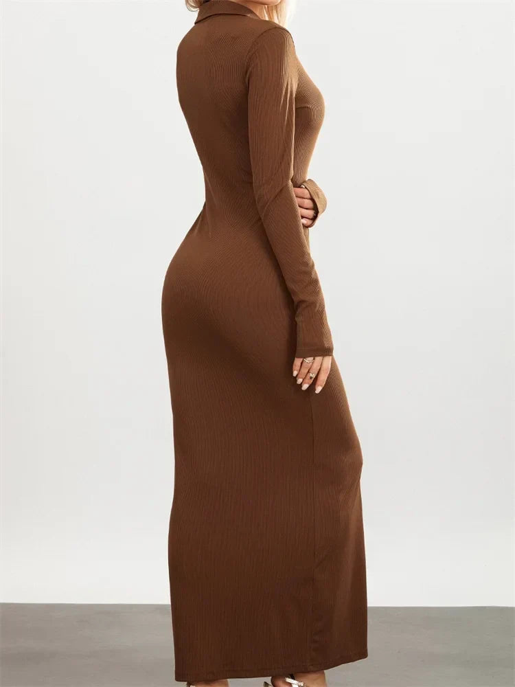Women Slim Fit Sleeve Button Down Turn Down Collar Evening for Spring Fall Female Vestidos