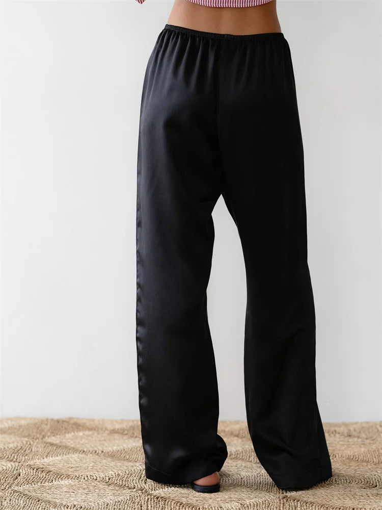 Solid Color Lounge Elastic Waist Pull-On Pant