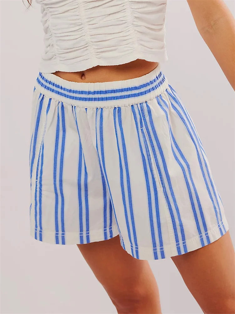 Striped Pocket Loose Casual Shorts