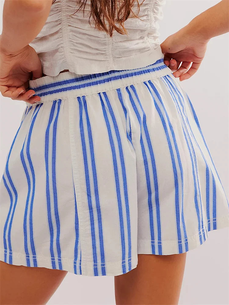 Striped Pocket Loose Casual Shorts