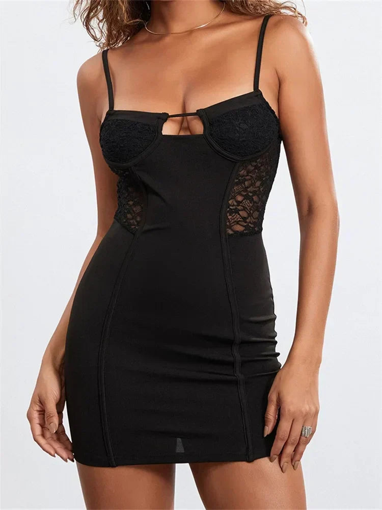 Lace Backless Spaghetti Strap Mini Dresses - View 4