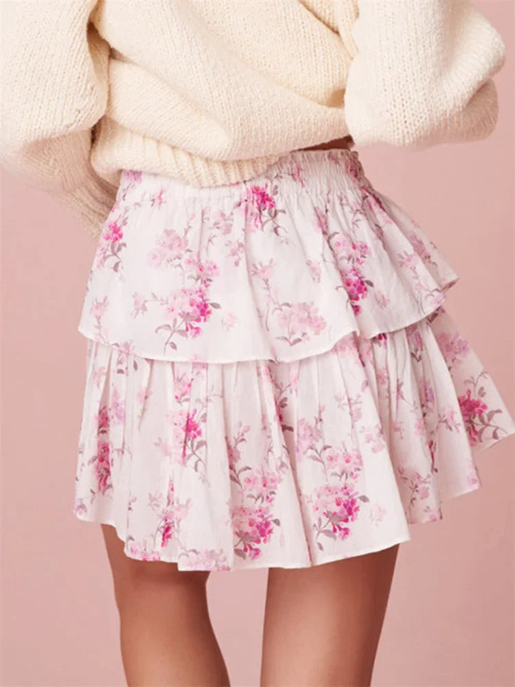 Floral Print Tiered Ruffle Skirt